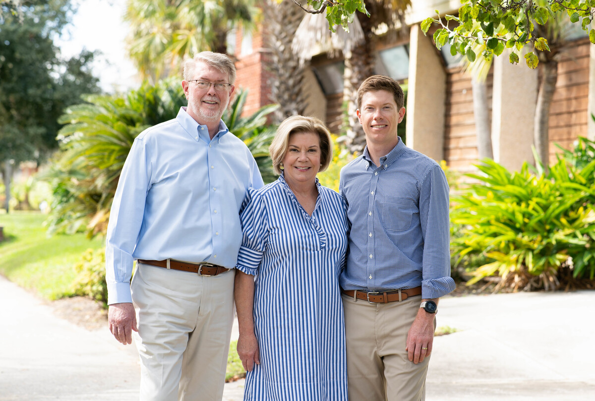 Drs. Daniel, April and Riley Dodd outside their Park Street practice in Jacksonville's Riverside district